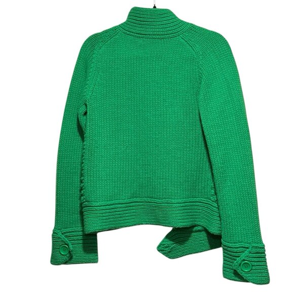 Moda International Kelly Green Full Zip Textured Cardigan Sweater Womens Medium - Picture 6 of 11